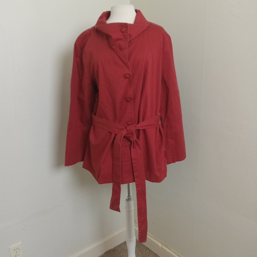 Ulla Popken Red Size 20/22 100% Cotton Medium Weight Car Coat